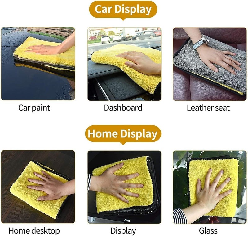 OAN Microfiber Cloth 3pcs 40x30cms 600 GSM Multi-Color Thick Lint & Streak-Free Multipurpose Cloths Automotive Microfibre Towels for Car Bike Cleaning Polishing Washing & Detailing. - Image 4