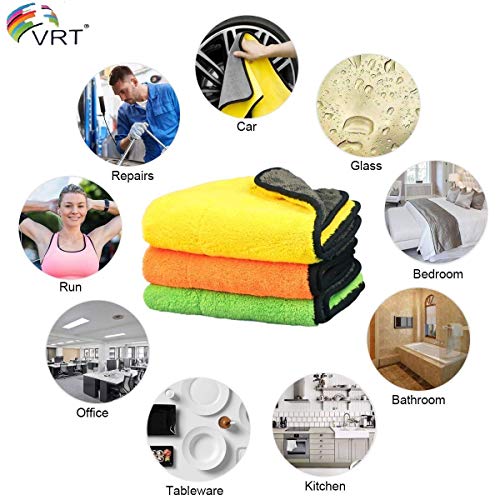 OAN Microfiber Cloth 3pcs 40x30cms 600 GSM Multi-Color Thick Lint & Streak-Free Multipurpose Cloths Automotive Microfibre Towels for Car Bike Cleaning Polishing Washing & Detailing. - Image 5