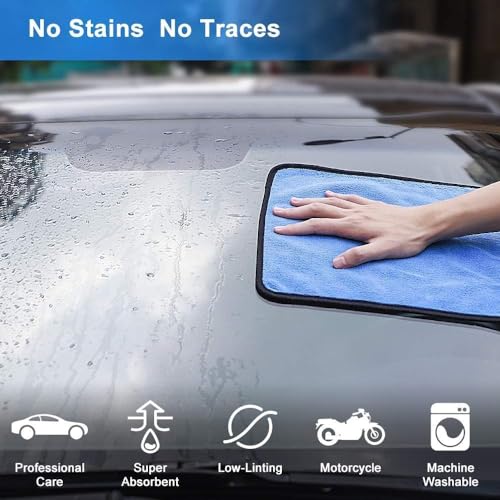 OAN Microfiber Cloth 3pcs 40x30cms 600 GSM Multi-Color Thick Lint & Streak-Free Multipurpose Cloths Automotive Microfibre Towels for Car Bike Cleaning Polishing Washing & Detailing. - Image 3