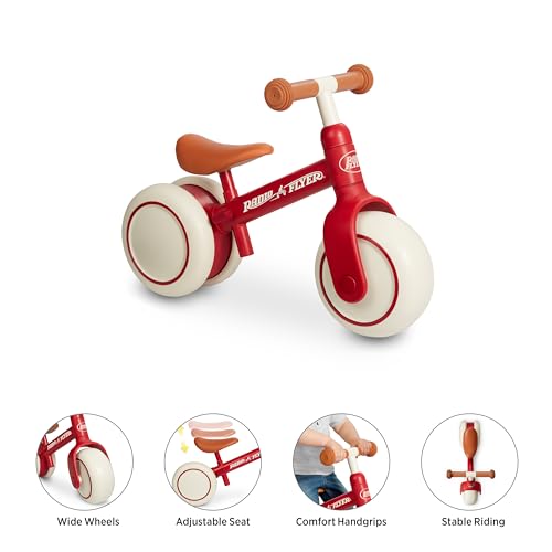 Radio Flyer Steady Start Balance Bike Red for Kids Ages 13 Pedal Free for Quick Learning Wide Front and Dual Rear Tires ToolFree Adjustable Seat Quiet Ride Wheels Kid Toddler Balance Bikes - Image 5