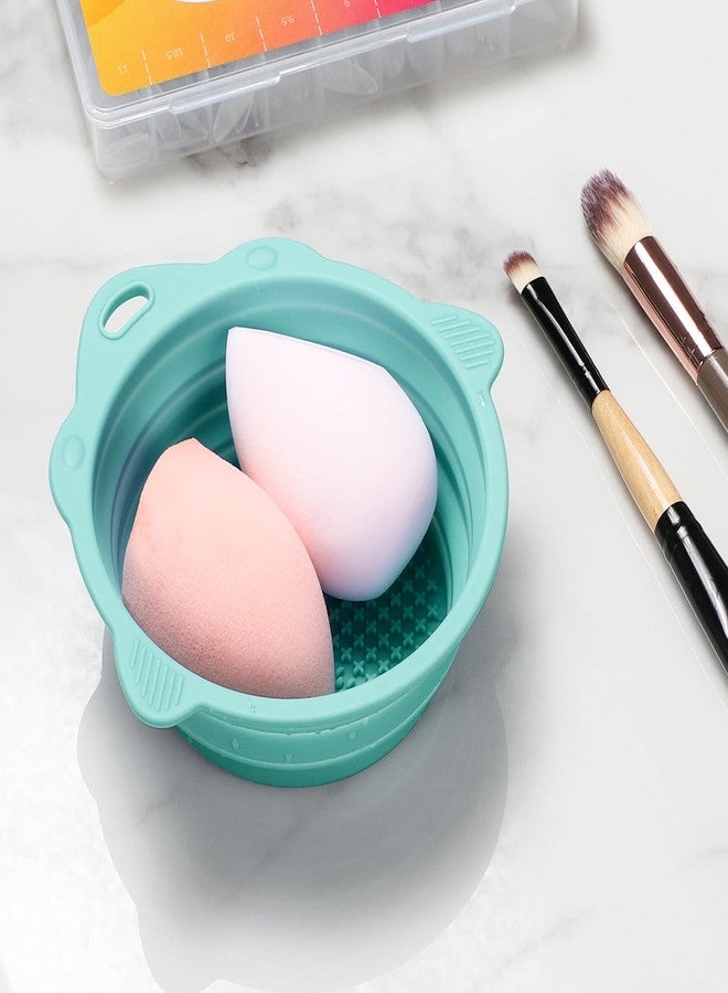 Etercycle Makeup Brush Cleaner, Etercycle Foldable Silicone Brush Cleaner Bowl Srubber, Portable Washing Tools for Makeup Brush,Powder Puff,Sponge (Green) - Image 5