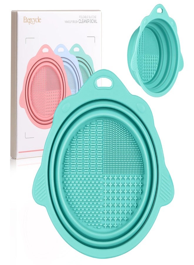 Etercycle Makeup Brush Cleaner, Etercycle Foldable Silicone Brush Cleaner Bowl Srubber, Portable Washing Tools for Makeup Brush,Powder Puff,Sponge (Green) - Image 1