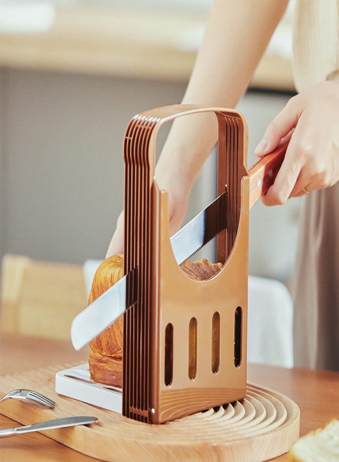 Estink Bread Slicer, Bread/Toast Cutter Kitchen Sandwich Slicing Foldable Kitchen Baking Tools with 4 Thickness for Homemade Bread Bagel Loaf Sandwich Toast Slicing, 8.7 * 5.5 * 1.8inch, Coffee - Image 4