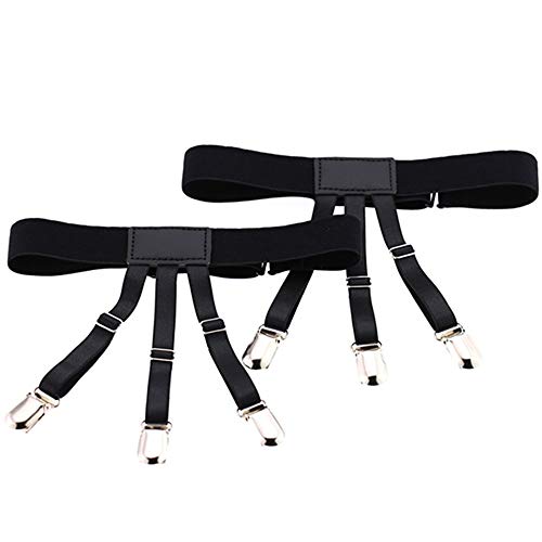 Kedofe Mens Shirt Stays Upgrade Adjustable Elastic Garter Military Shirts Holder with Non-slip Locking Clamps (Black) - Image 4