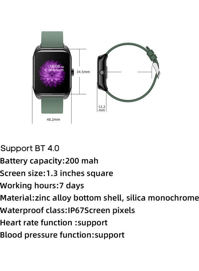 NIBEMINENT Smart Watch Blood Pressure Heart Rate Monitor Fitness Waterproof Bracelet Green/Silver  - Image 4