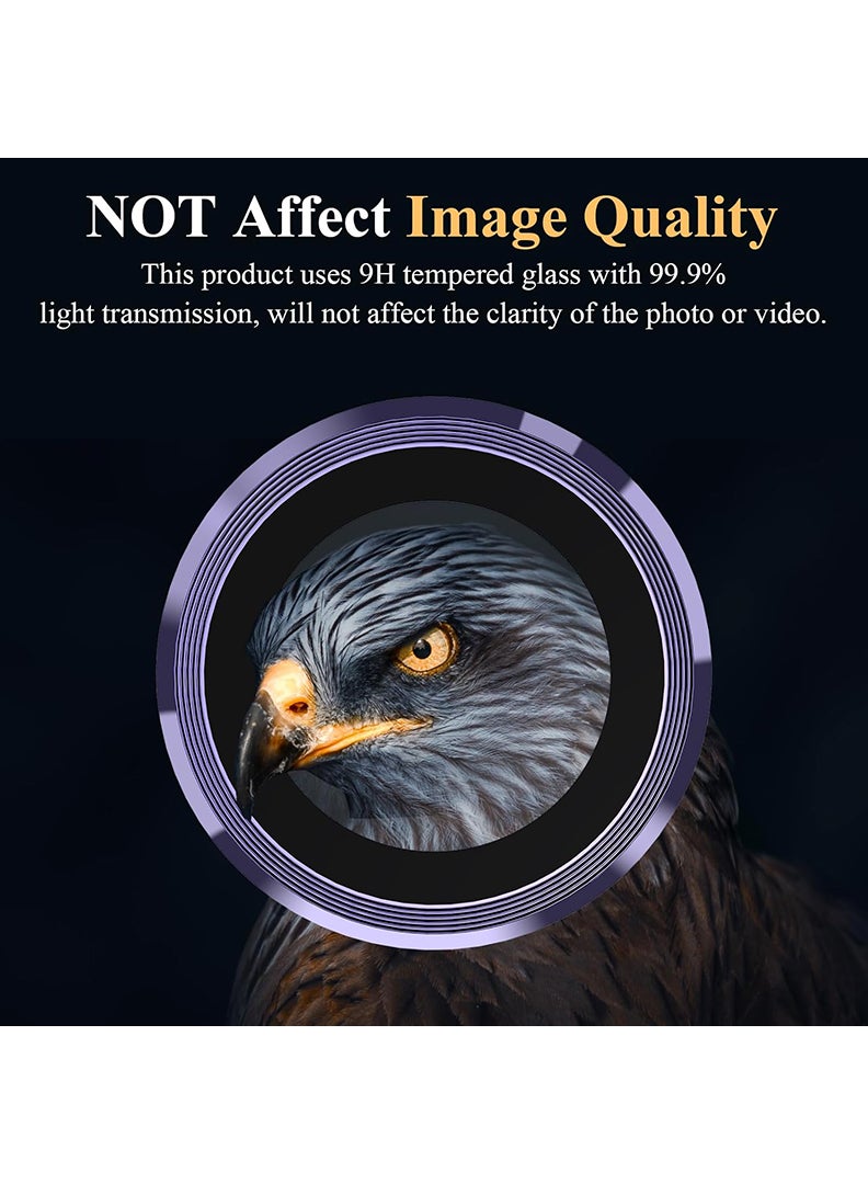 Theodor Samsung Galaxy S25 3 Pcs Camera Lens Protector With 9H Tempered HD Glass Camera Cover Anti Scratch Aluminum Alloy Camera Ring, Purple - Image 5