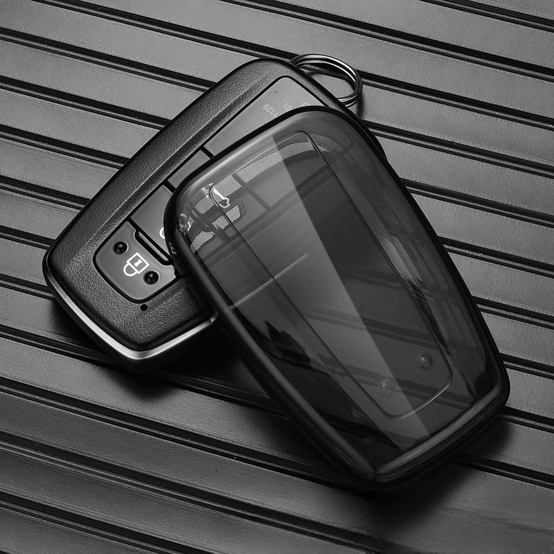JVCV® Soft TPU Transparent Cover Compatible with Toyota Camry Smart Key - Check Key Type Before Ordering (Transparent Black). - Image 4