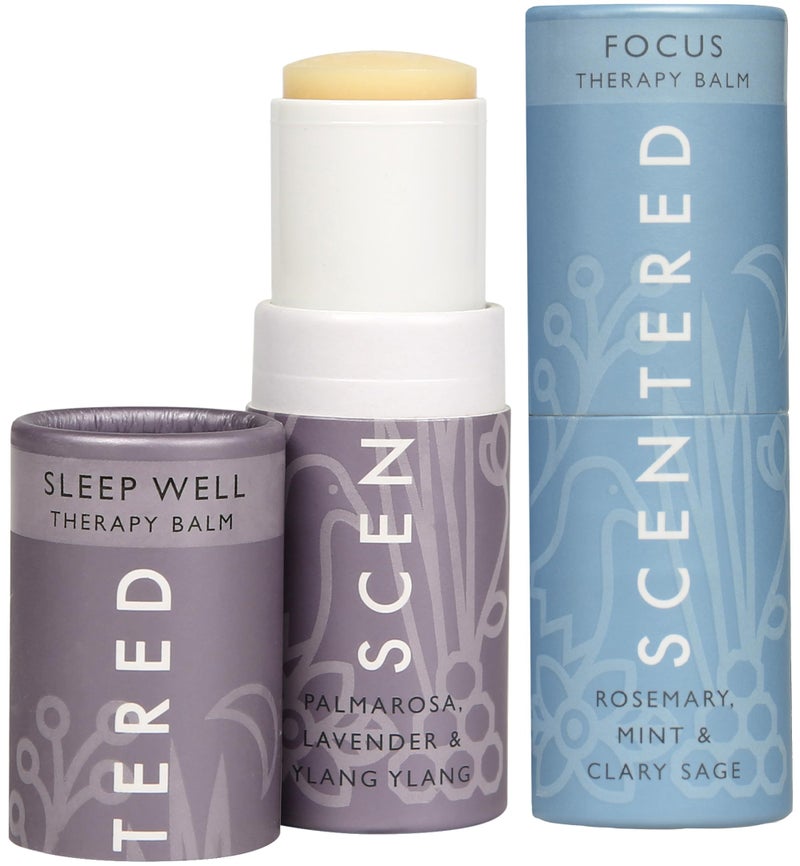 Scentered Scentered Aromatherapy Balm Stick Duo for Sleep  Focus  All Natural Sleep Balm with Lavender  Focus Aid with Rosemary  Essential Oil for Relaxation  Concentration  Aromatherapy Gifts for Women 
