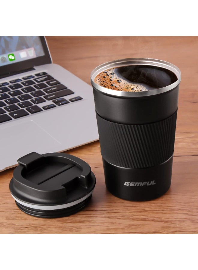 GEMFUL Travel Coffee Mug Stainless Steel Vacuum Ice and Hot Drinks Insulated Tumbler for Home Office Outdoor Works, 380ml, Black - Image 5