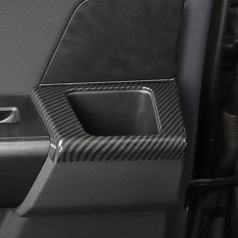 Keptrim for Ford F150 2021-2025 Rear Door Handle Cup Holder Panel Trims Interior Accessories, ABS Carbon Fiber, 2pcs - Image 3