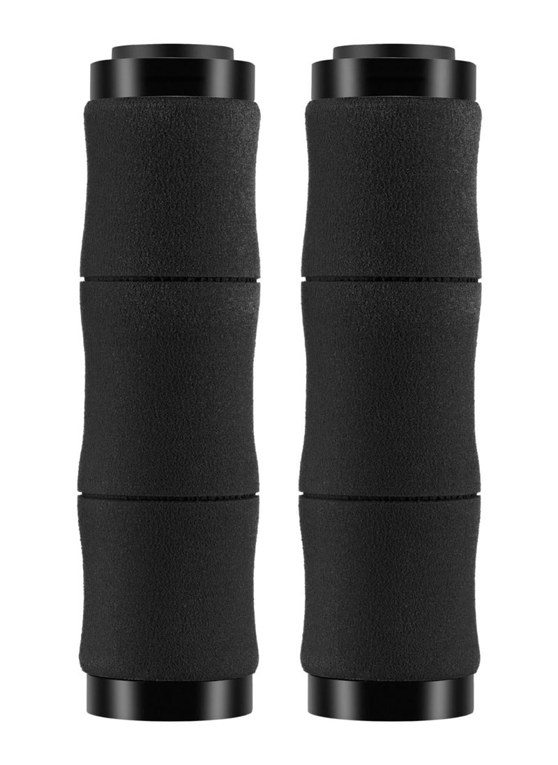 SYOSI - Bike Grips, SYOSI Shock Absorption Sponge Bike Handle Grips Soft Comfortable Non-Slip Double Locked on Mountain Bike Grips for BMX MTB Mountain Beach Cruiser Scooter E-Bike (Black, 22 mm Diameter) - Image 1