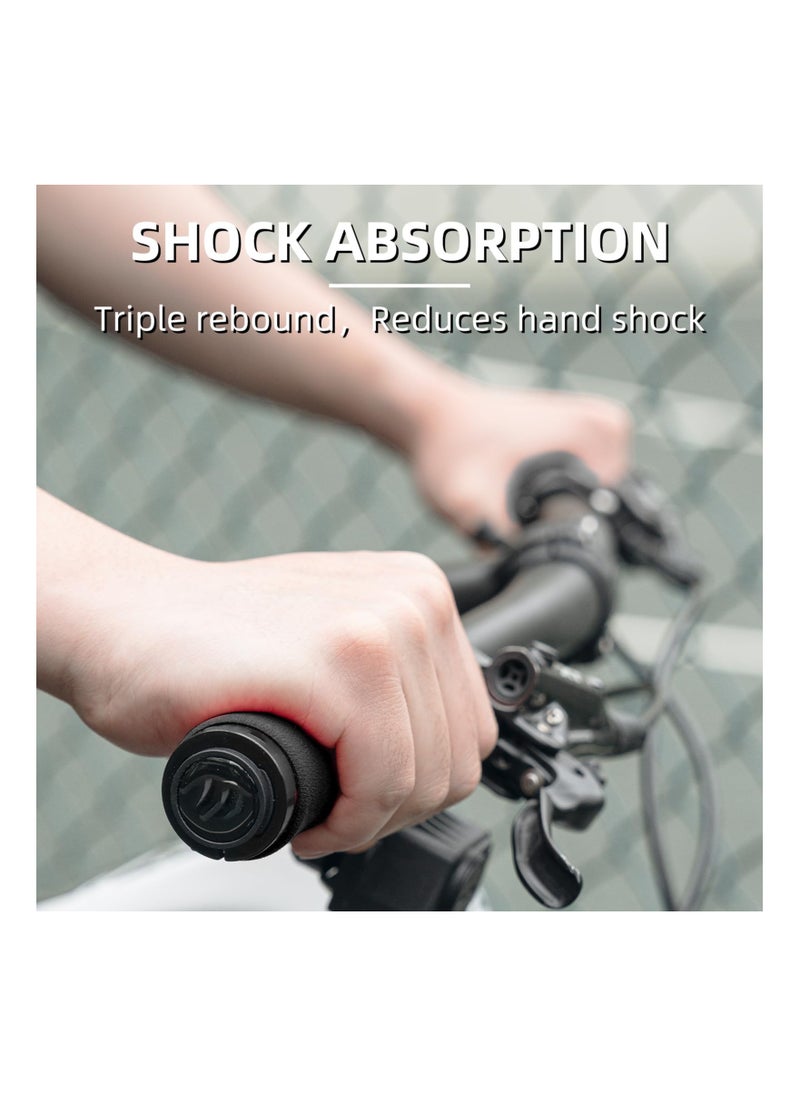 SYOSI - Bike Grips, SYOSI Shock Absorption Sponge Bike Handle Grips Soft Comfortable Non-Slip Double Locked on Mountain Bike Grips for BMX MTB Mountain Beach Cruiser Scooter E-Bike (Black, 22 mm Diameter) - Image 1