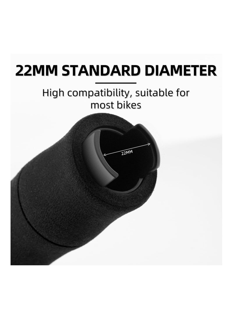 SYOSI - Bike Grips, SYOSI Shock Absorption Sponge Bike Handle Grips Soft Comfortable Non-Slip Double Locked on Mountain Bike Grips for BMX MTB Mountain Beach Cruiser Scooter E-Bike (Black, 22 mm Diameter) - Image 1