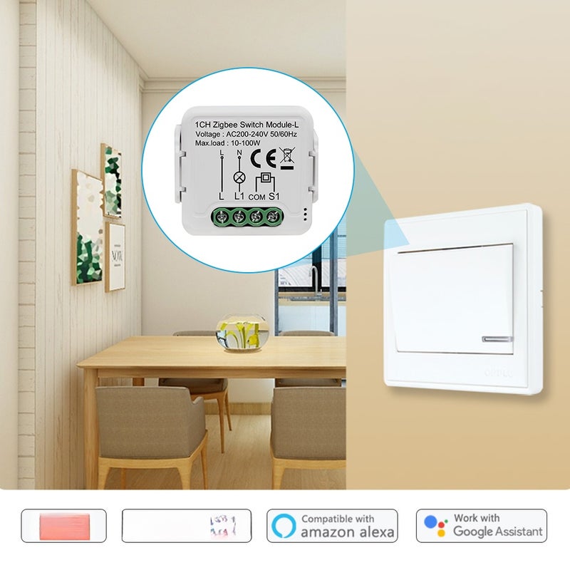 Tuya ZigBee Intelligent Switch Module Intelligent One Channel Switch Intelligent Home Switch Modification Module Mobilephone Device Sharing Timing Function APP Remotes Control Compatible with Google Home Voice Control Need to be Used with Gate-way - Image 4