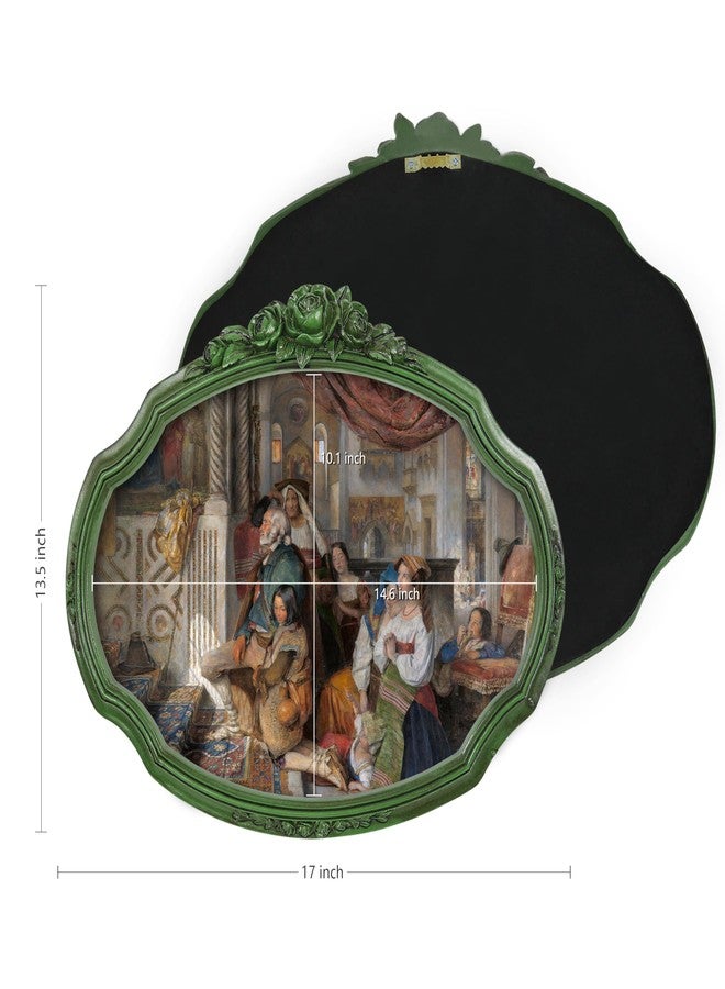 IAMOY Vintage Framed Wall Art, Green Framed Canvas Wall Art Decor for Living Dining Room Hallways Entryways, Victorian Portrait Prints Paintings Artwork with Hand-Painted Frame, 17 x 13.5 inches - Image 5