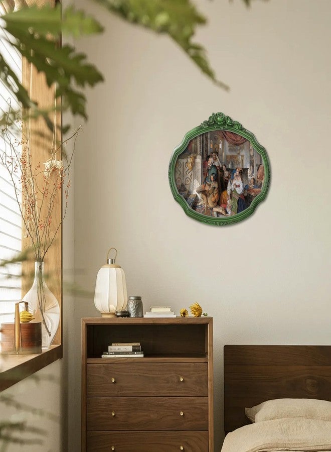 IAMOY Vintage Framed Wall Art, Green Framed Canvas Wall Art Decor for Living Dining Room Hallways Entryways, Victorian Portrait Prints Paintings Artwork with Hand-Painted Frame, 17 x 13.5 inches - Image 4