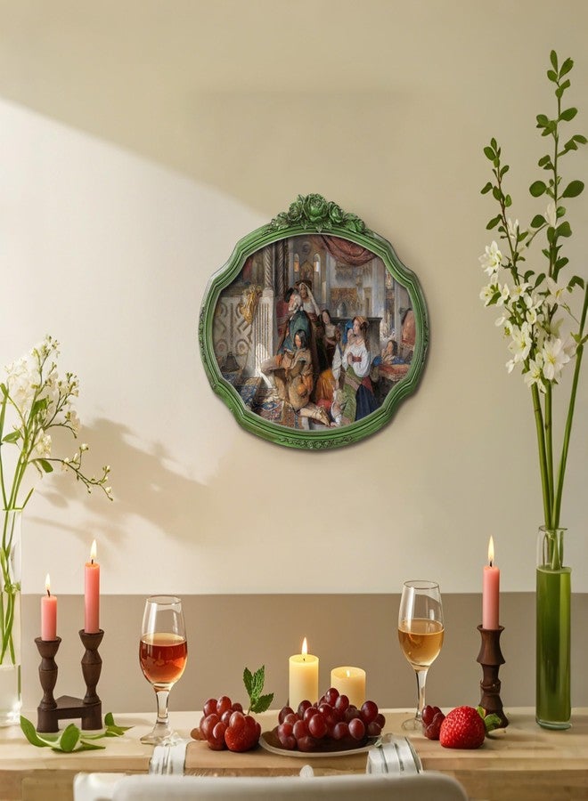 IAMOY Vintage Framed Wall Art, Green Framed Canvas Wall Art Decor for Living Dining Room Hallways Entryways, Victorian Portrait Prints Paintings Artwork with Hand-Painted Frame, 17 x 13.5 inches - Image 3