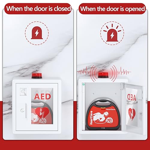 Wensha AED Defibrillator Wall Mounted Cabinet, Metal Steel Plate Storage Cabinet with Alarm and Light, fits All Brands Cardiac Science, 14.2'' x 7.9'' x 15.8'' - Image 5