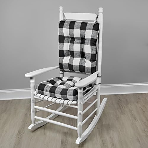 Klear Vu Solarium Rocking Chair Cushion Assembled in The USA for Indoor  Outdoor Use Patio Living Room or Nursery 19x19 Seat and 21x18 Seatback 2Piece Set Black 2 Count