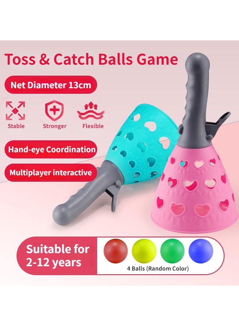 Cool Baby Toss and Catch Balls Game Set Pop Launcher Basket with 4 Indoors Outdoors Toy Storage Bag, Summer Sports Sand & Beach Toys for Kids Gifts - Image 1