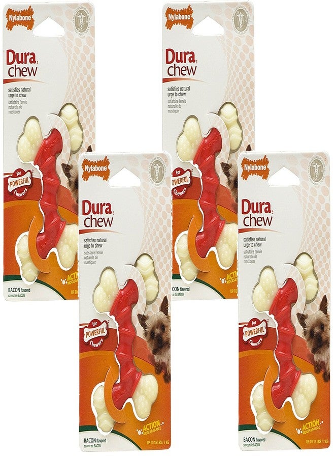 Nylabone (4 Pack) Nylabone Dura Chew Double Bones, Bacon Flavor - Size Petite/X-Small - Image 1