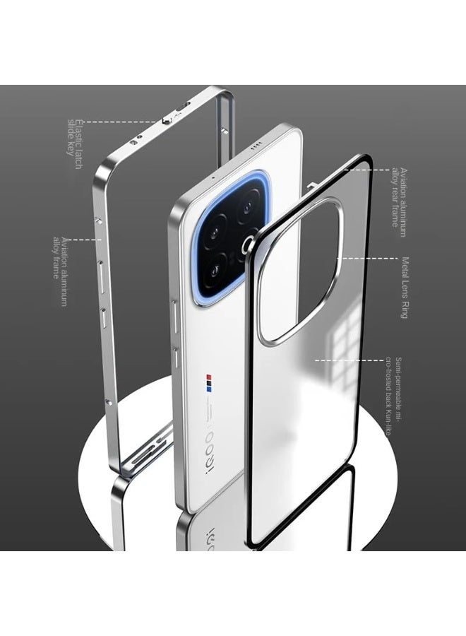 general Metal Bumper Frame Case Compatible with VIVO IQOO 13, Luxury Premium Aluminum Alloy Shockproof Bumper Frame with Matte Clear Hard Plastic Back Cover - Image 2