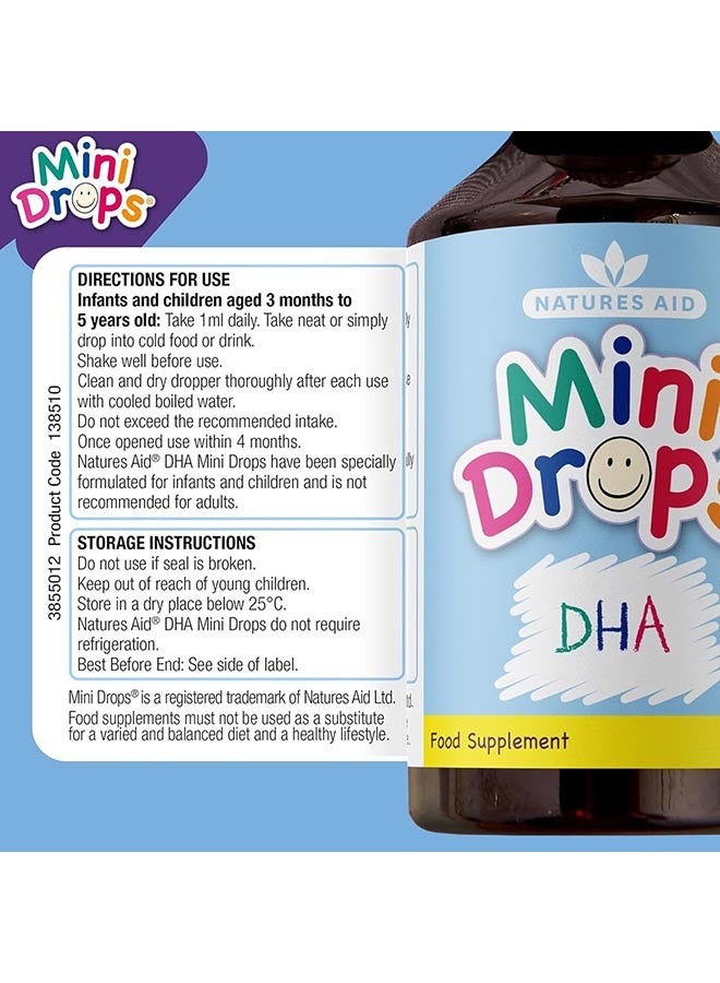 Natures Aid Mini Drops DHA with Omega-3 for 3 Months to 5 years Children - Lemon Flavor, 50ml - Image 2