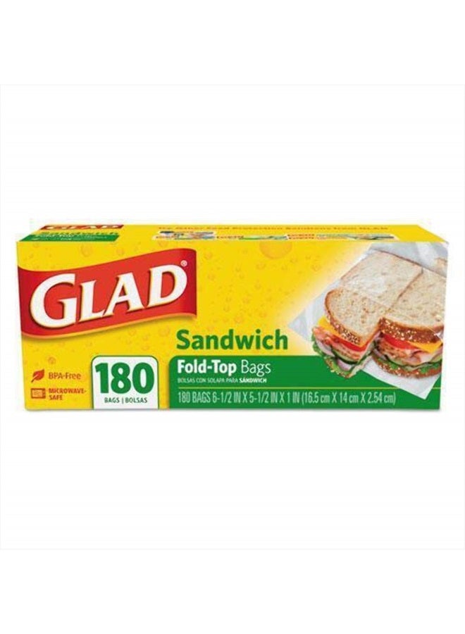 Glad Fold Top Sandwich Bags, Plastic Bags 180-Count - Image 5