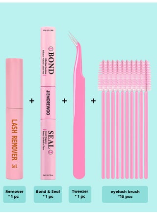 DIY Eyelash Tool Kit, 2 In 1 Bond & Seal Lash Glue 10ml With Lash Remover, Tweezers & 10 pcs Lash Brushes, Waterproof Long Lasting Lash Extension Kit - view 2