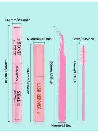 DIY Eyelash Tool Kit, 2 In 1 Bond & Seal Lash Glue 10ml With Lash Remover, Tweezers & 10 pcs Lash Brushes, Waterproof Long Lasting Lash Extension Kit - view 3