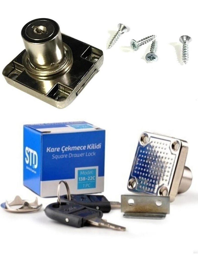 STD Canex Square Drawer Lock Cover Cabinet Mailbox Lock 2 Keys 