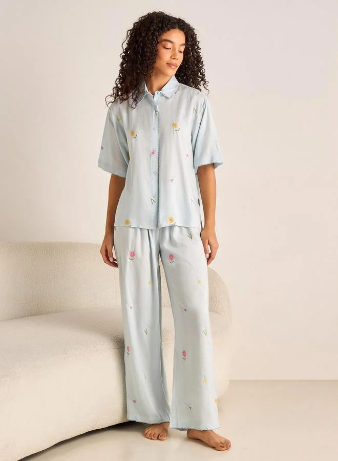 Splash FAV Pyjama Set Button-Down Shirt & Trousers