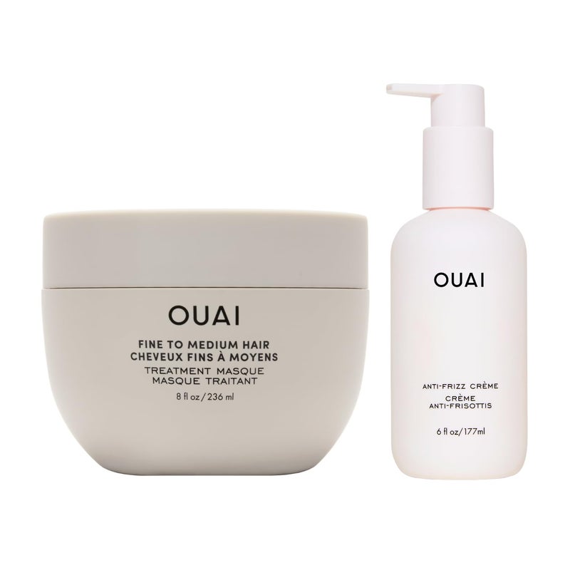 OUAI Anti Frizz Hair Treatment Bundle - Includes Anti Frizz CrÃ¨me + Fine to Medium Treatment Masque (2 Count, 6 Oz/ 8 Oz) - Image 1