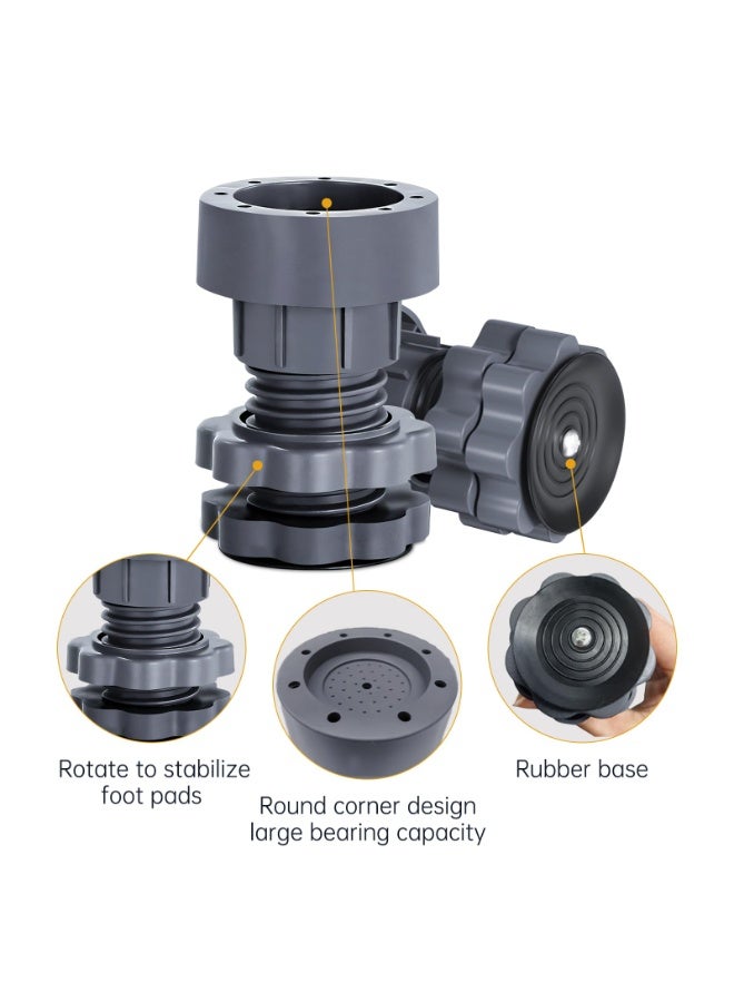 سانموجيد وسادات دعم مضادة للاهتزاز للغسالة، أقدام غسالة قابلة للتعديل لامتصاص الصدمات والضوضاء، مثبت مضاد للاهتزاز، قواعد غسالة ومجفف ملابس، طقم تكديس عالمي لسرير الثلاجة - Image 3