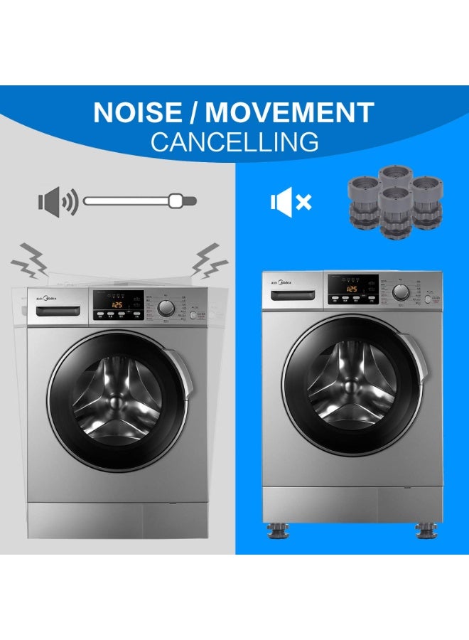 سانموجيد وسادات دعم مضادة للاهتزاز للغسالة، أقدام غسالة قابلة للتعديل لامتصاص الصدمات والضوضاء، مثبت مضاد للاهتزاز، قواعد غسالة ومجفف ملابس، طقم تكديس عالمي لسرير الثلاجة - Image 2