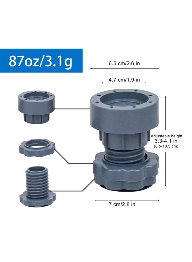 سانموجيد وسادات دعم مضادة للاهتزاز للغسالة، أقدام غسالة قابلة للتعديل لامتصاص الصدمات والضوضاء، مثبت مضاد للاهتزاز، قواعد غسالة ومجفف ملابس، طقم تكديس عالمي لسرير الثلاجة - Image 4