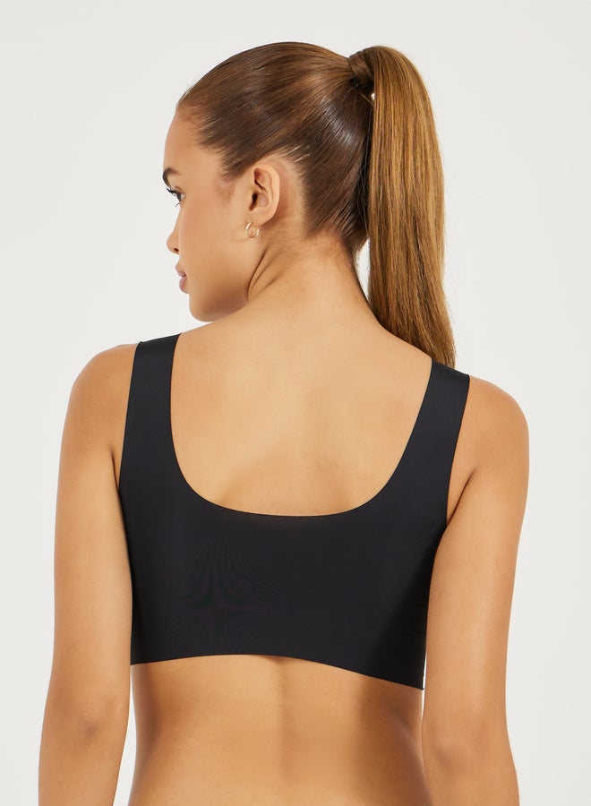 ستايلي عبوة من 3 - كروب توب مبطن بدون أسلاك بدعم كامل بتفاصيل شبكية متقاطعة من الأمام - Image 5