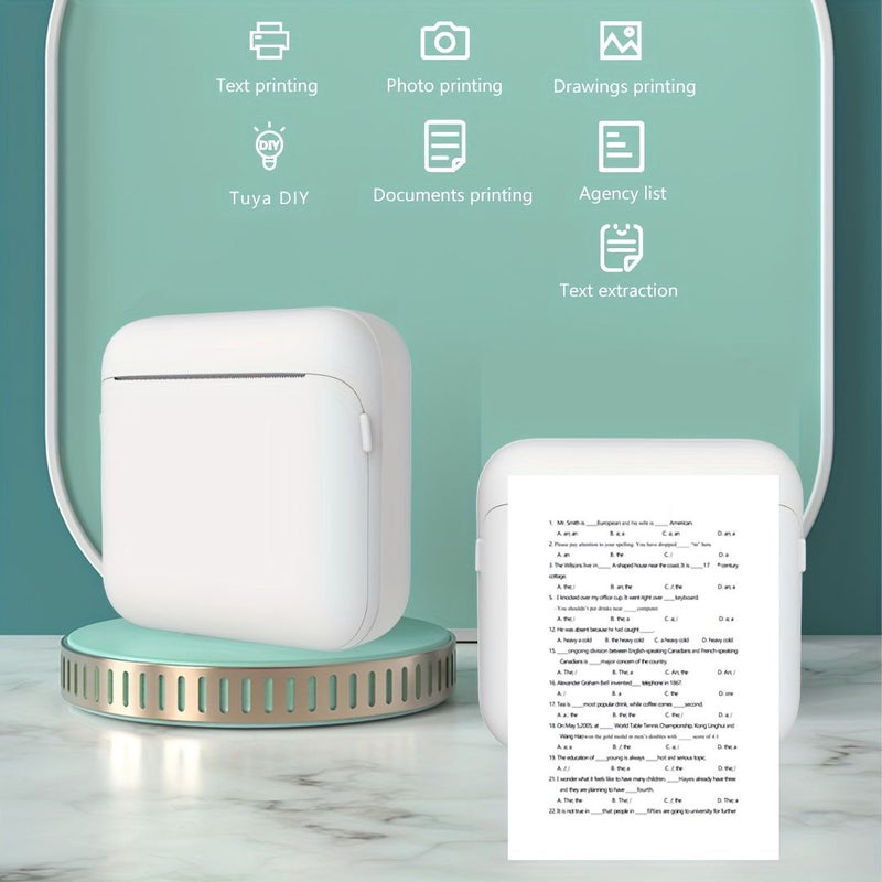 Blue Portable Thermal Printer Instant Printing Wireless Connectivity USB Charging For Photos Labels Notes Work Life Study - Image 4