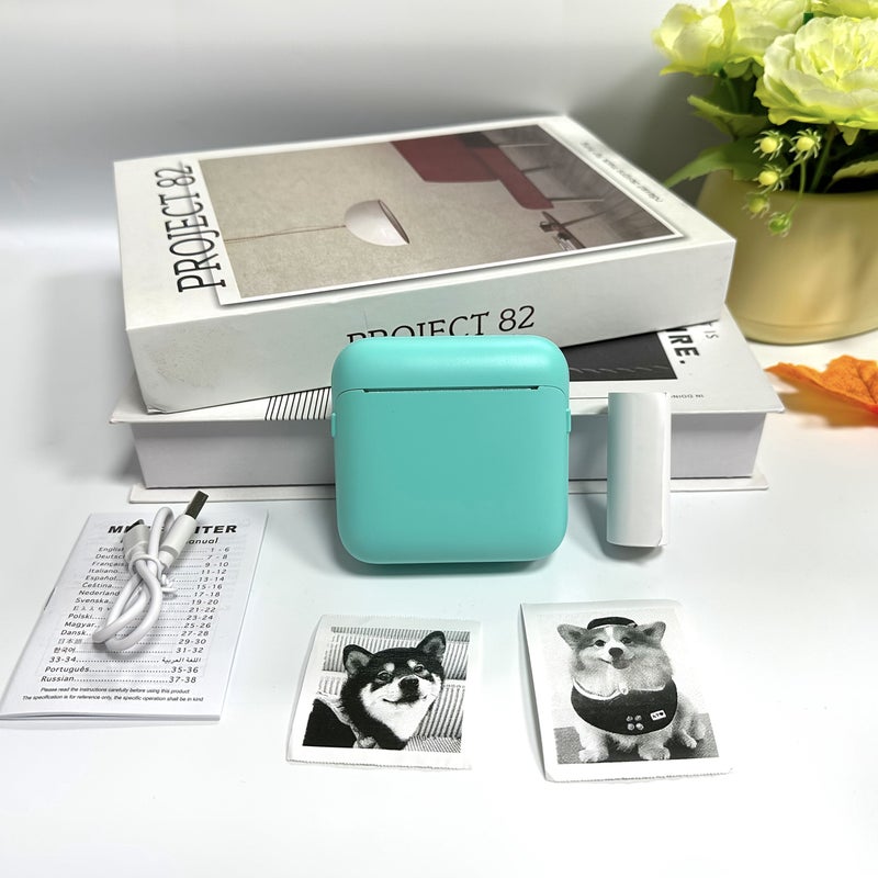 Blue Portable Thermal Printer Instant Printing Wireless Connectivity USB Charging For Photos Labels Notes Work Life Study - Image 1