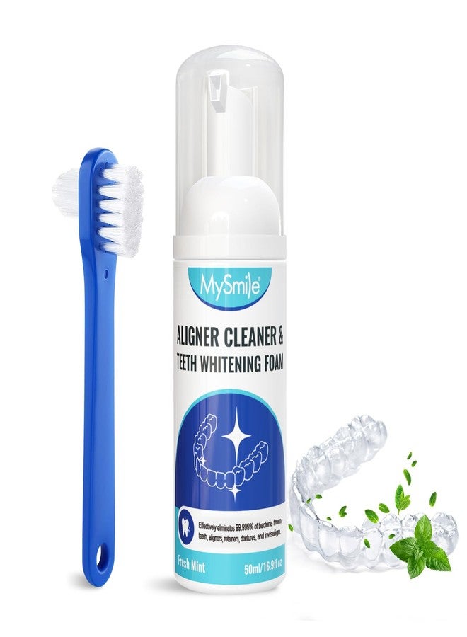 MySmile 2-in-1 Aligner/Retainer Cleaner & Teeth Whitening Foam, Great for Aligner, Retainer, Denture, Invisalign, Mouth Guard, Whitens Teeth, Kills Germs, Fights Bad Breath, Travel-Friendly - Image 1