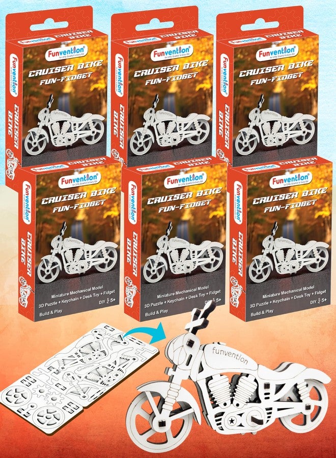 Funvention Fun Fidget Cruiser Bike (Return Gift Pack of 6) – DIY Mechanical Model Kit for Kids | 3D Puzzle with Geared Mechanism | Birthday Return Favour Gift Pack of 6 | STEM Build & Play Toy Age 5+ - Image 1