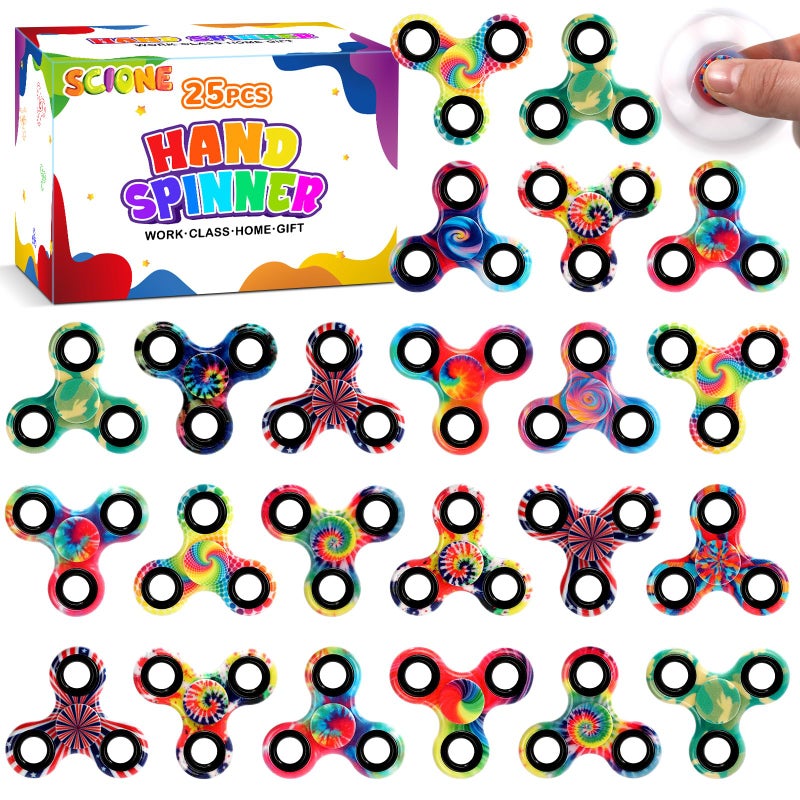 SCIONE 25 Pcs Fidget Spinners Bulk Mini Fidget Toys for Kids 208 Spinner Toy Pack for Birthday Party Favors Classroom Rewards Goodie Bag Stuffers Treasure Box Prizes - Image 3