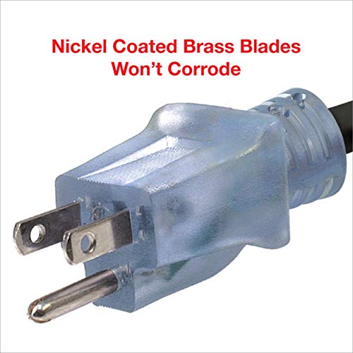 Clear Power 80 ft Outdoor Extension Cord 16/3 SJTW with Lighted Locking Connector, Black, Water & Weather Resistant, Flame Retardant, 3 Prong Grounded Plug, CP10128 - Image 3