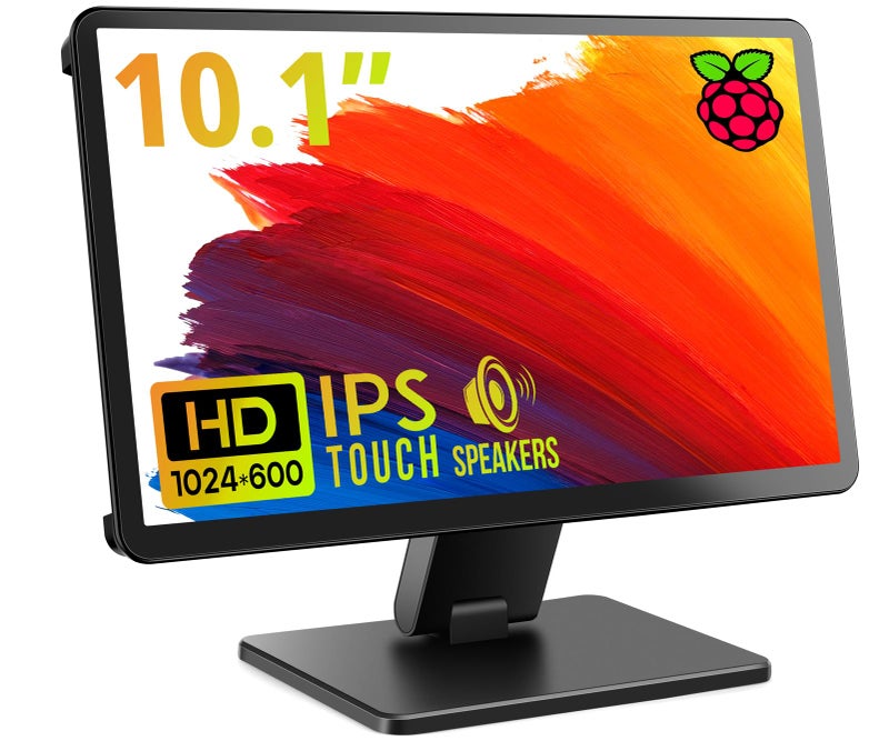 ROADOM Touch Screen Monitor with Case,ROADOM 10.1â€™â€™ Raspberry Pi Screen, IPS FHD 1024Ã—600,Responsive and Smooth Touch,Dual Built-in Speakers,HDMI Input,Compatible with Raspberry Pi 5/4/3/Zero,Versatile Stand - Image 1