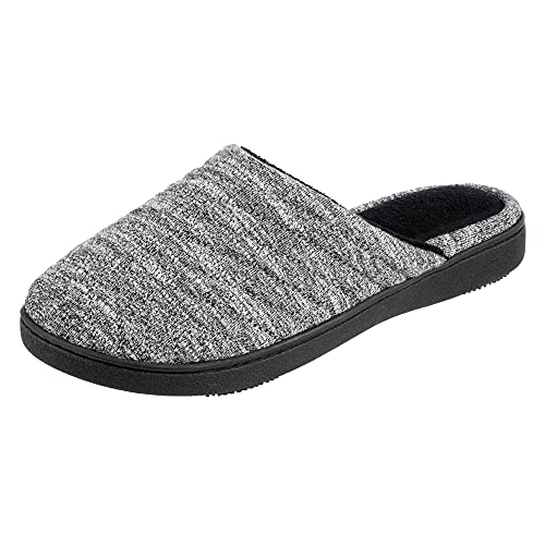 isotoner Women's Indoor/Outdoor Slip-on Andrea Space Knit Slide Slippers with Heal Support, Black, 8.5-9 US - Image 1