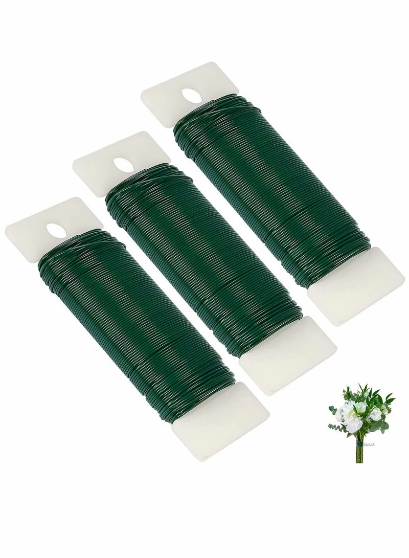 Floral Wire, Flower Rod Wire, Craft Colored Tinsel, for Wedding, Flexible Paddle Wire, for Crafts, Wreaths Tree, Wreath Frame, Garland, 3 Pack 114 Yards 22 (Green 3 Roll)
