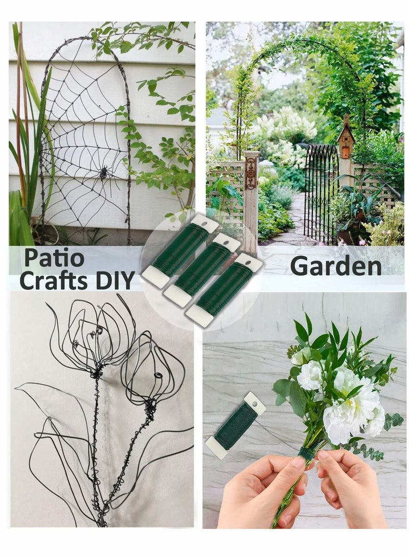 Floral Wire, Flower Rod Wire, Craft Colored Tinsel, for Wedding, Flexible Paddle Wire, for Crafts, Wreaths Tree, Wreath Frame, Garland, 3 Pack 114 Yards 22 (Green 3 Roll)