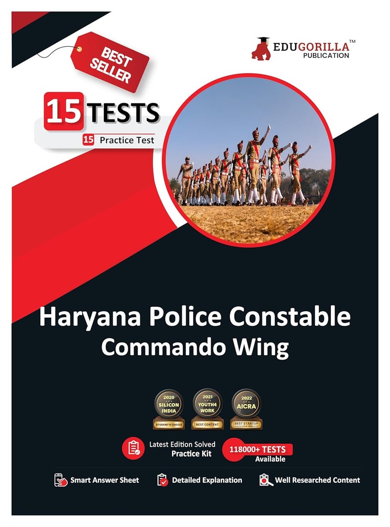 EduGorilla Haryana Police Constable Commando Wing Book 2024 (English Edition) - 10 Full Length Mock Tests (1000 Solved Questions) with Free Access to Online Tests  - Image 1