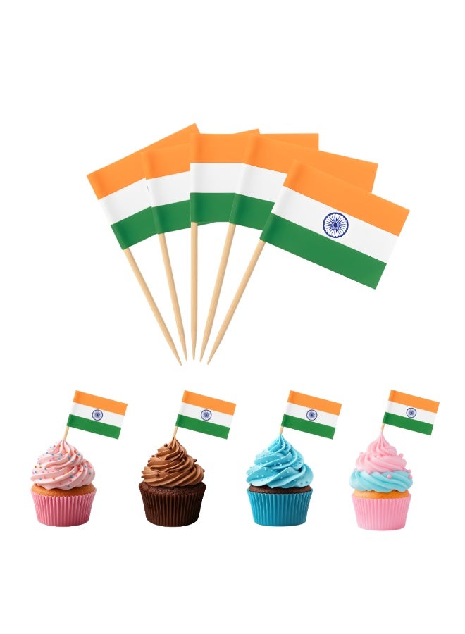 India Republic Day Cake Topper - Double-Sided Cake Topper Toothpicks Indian Flag - Perfect for Republic Day Celebrations - Party Favors - Image 1
