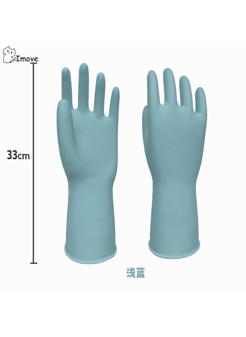 Japanese latex household dishwashing gloves non-slip anti-fouling wear-resistant thickened rubber accessible food rubber gloves sky blue